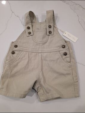 Rylee + Cru Neutral Tan Short Overalls